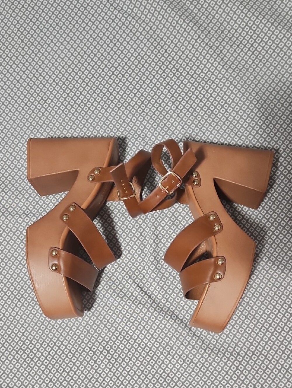 Madden Girl Women’s Brown Strappy Block Heel Sandals - Picture 3 of 7